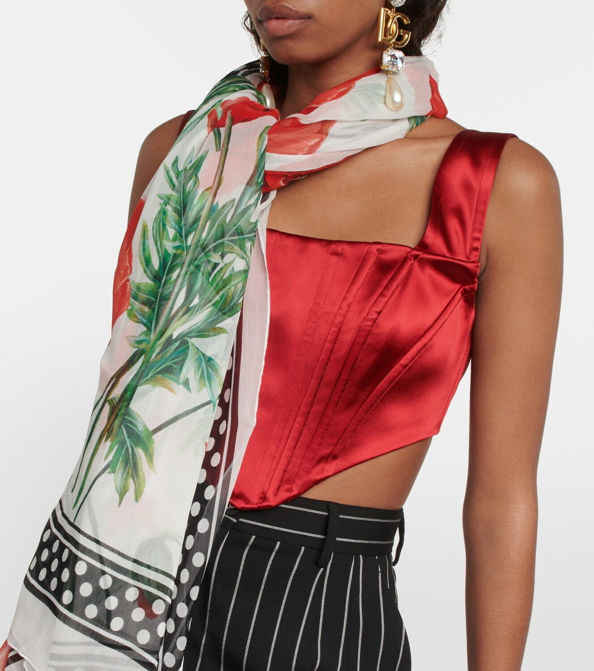 Dolce & Gabbana Red Checkered Silk Neck Wrap Shawl Scarf