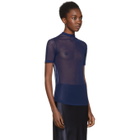 Nomia Navy Mesh Mock Neck T-Shirt