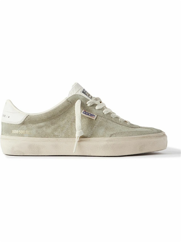 Photo: Golden Goose - Soul-Star Distressed Leather-Trimmed Suede Sneakers - Neutrals