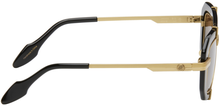 JW Anderson SSENSE Exclusive Black & Gold Geometric Sunglasses