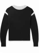SAINT LAURENT - Two-Tone Wool-Blend Sweater - Black