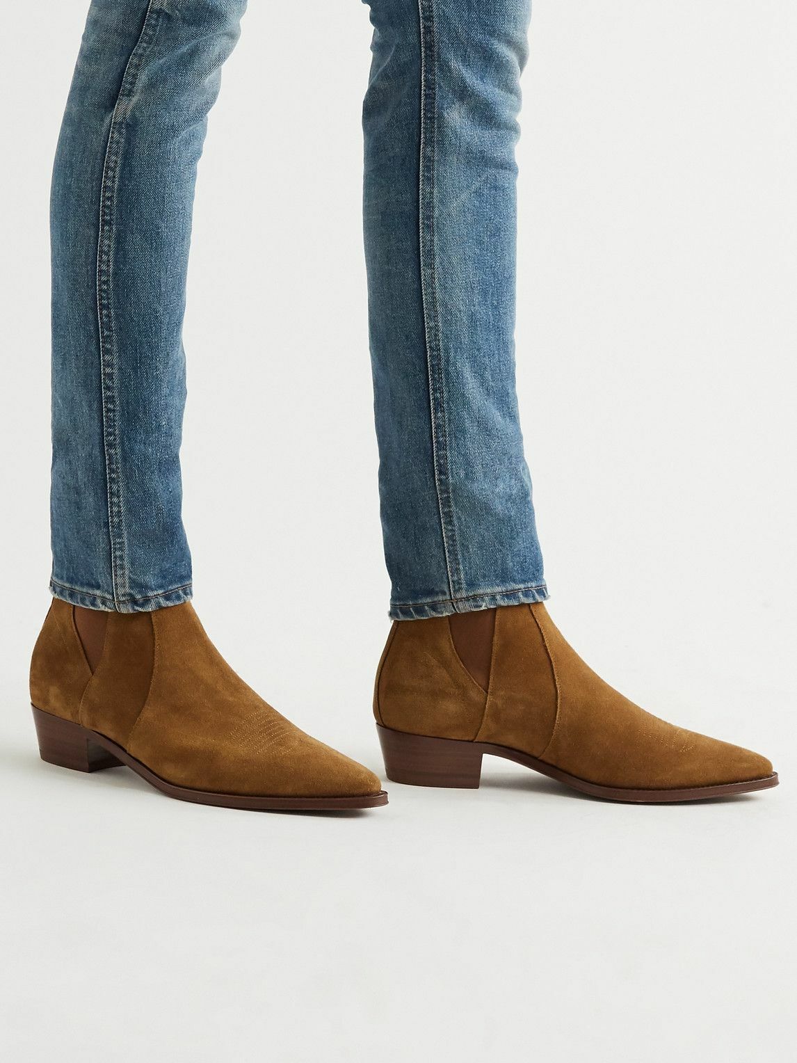 CELINE - Suede Chelsea Boots - Brown