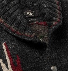 RRL - Shawl-Collar Wool and Silk-Blend Jacquard Cardigan - Black