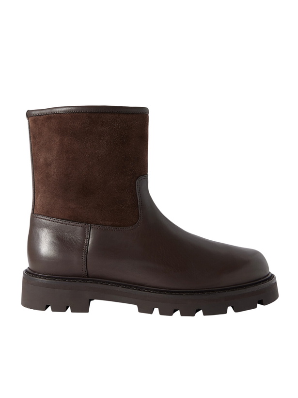 Photo: Loro Piana - Suilven Walk Shearling-Lined Suede and Leather Boots - Brown