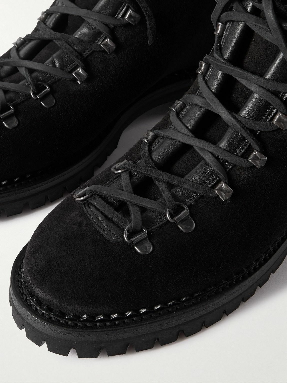 Yuketen - Leather-Trimmed Suede Boots - Black