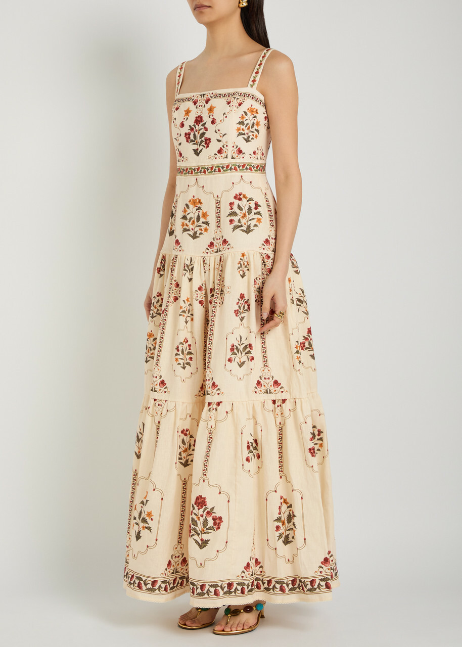 Agua BY Agua Bendita Lina Printed Linen Maxi Dress Multicoloured