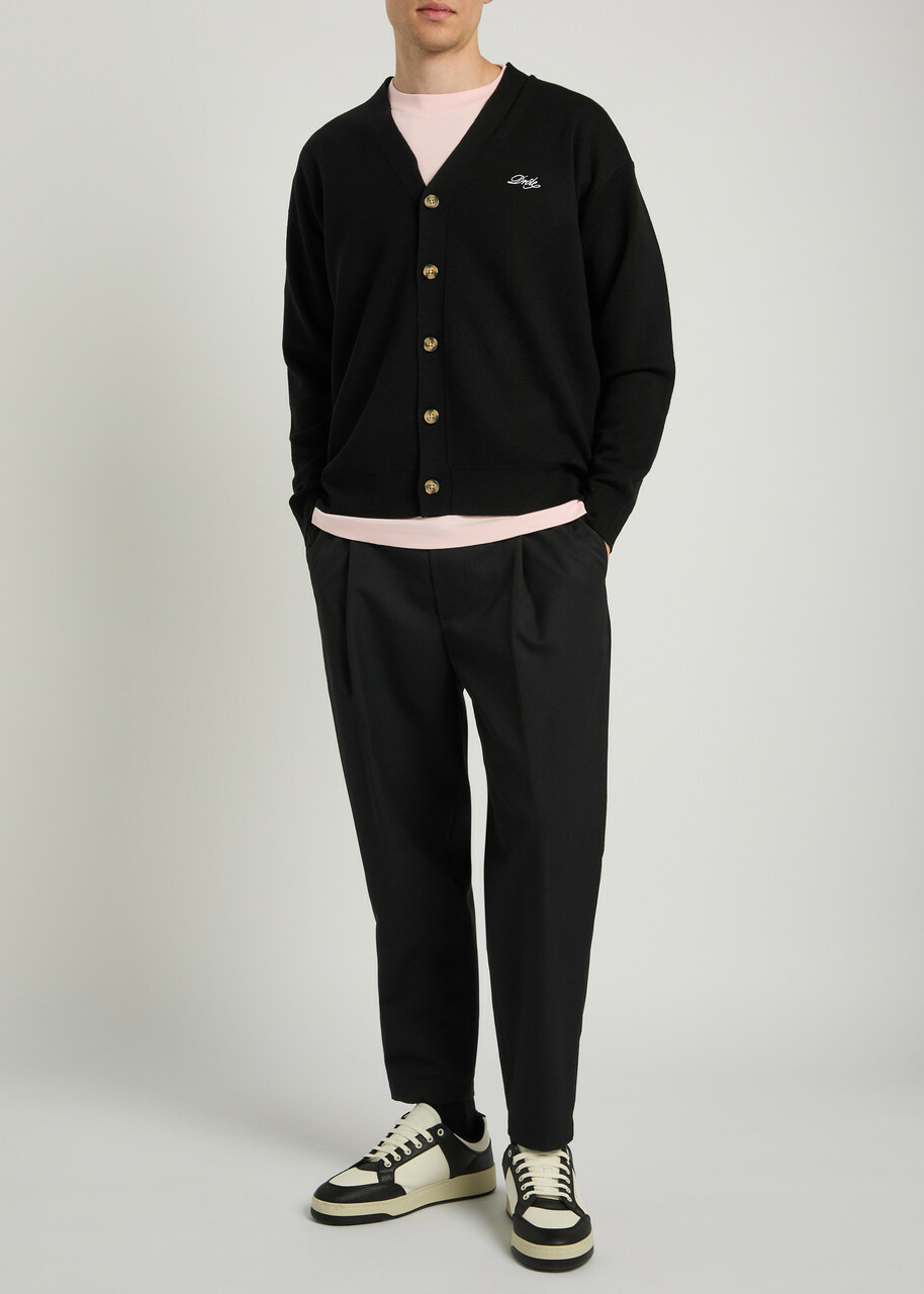 DRÔLE DE Monsieur Le Cardigan Drôle Embroidered Knit Cardigan Black