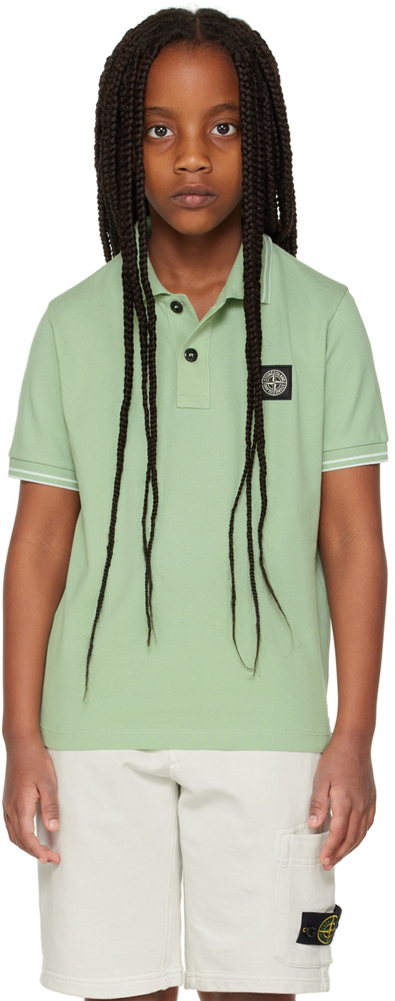 Stone Island Junior Kids Green Patch Polo