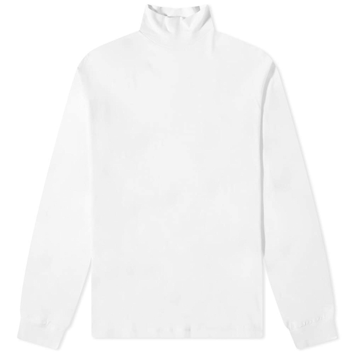 Photo: Auralee Men's Long Sleeve Mock Neck T-Shirt in White