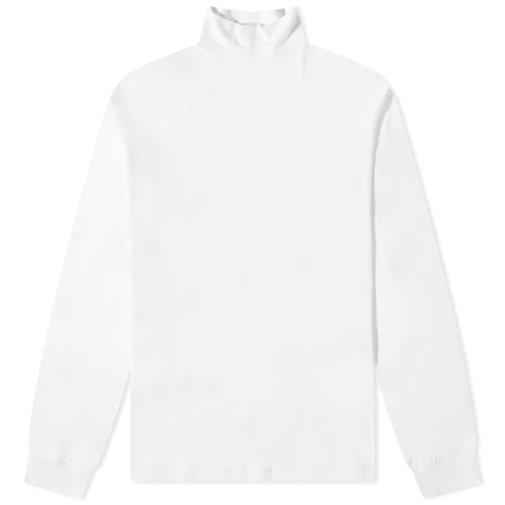 Photo: Auralee Men's Long Sleeve Mock Neck T-Shirt in White