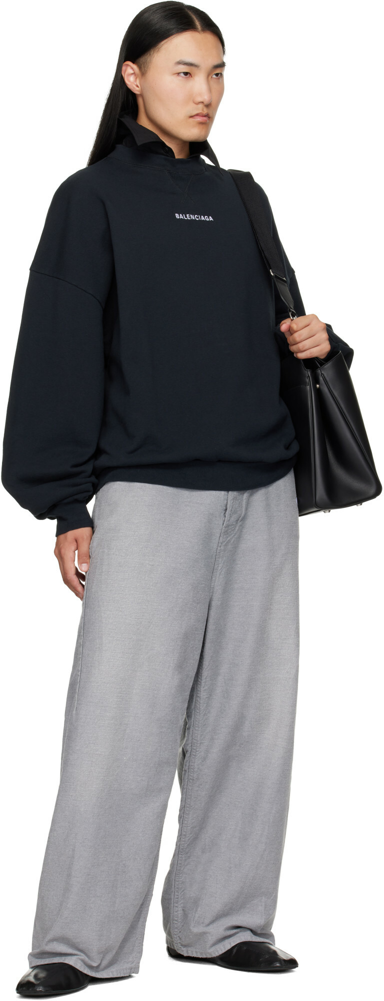 Balenciaga Black Shirt Collar Sweatshirt
