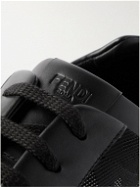 Fendi - Leather-Trimmed Logo-Jacquard Canvas Sneakers - Black