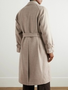 Stòffa - Belted Herringbone Wool Coat - Neutrals