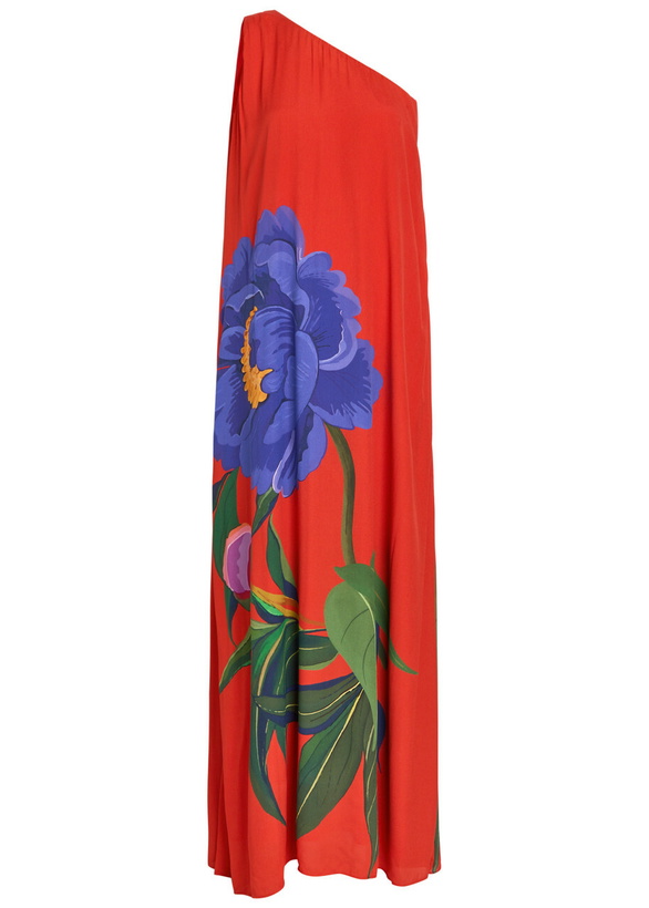 Photo: Borgo DE Nor Lani Floral-print One-shoulder Crepe Maxi Dress Red