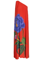 Borgo DE Nor Lani Floral-print One-shoulder Crepe Maxi Dress Red