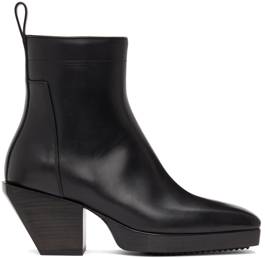 Rick Owens Black Heeled Silver Boots Rick Owens Rick Owens Black Heeled Silver Boots Rick Owens