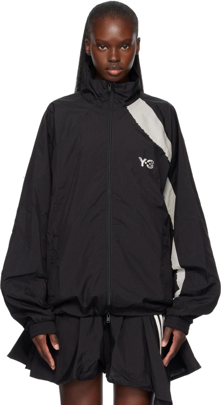Photo: Y-3 Black Raw Edge 3 Stripes Nylon Shell Jacket
