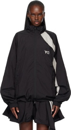 Y-3 Black Raw Edge 3 Stripes Nylon Shell Jacket