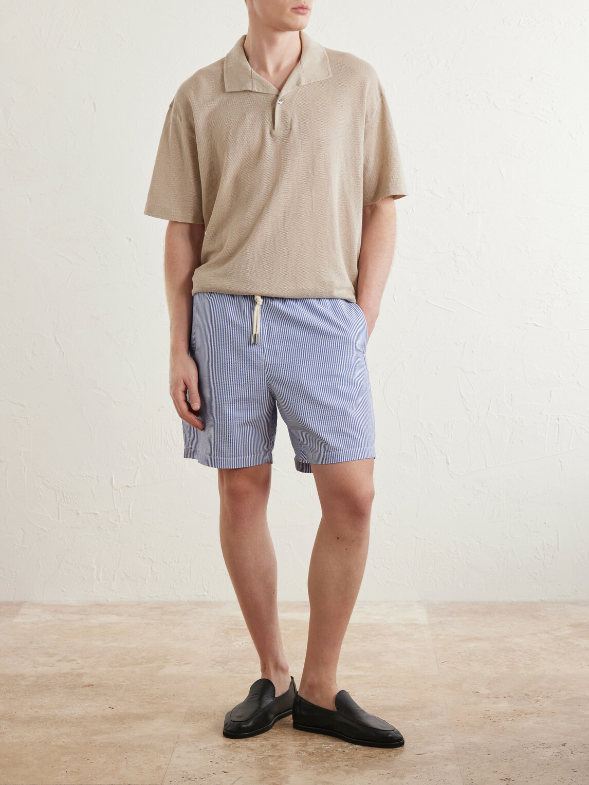 Sunspel - Linen-Piqué Polo Shirt - Brown