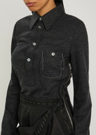 Maison Margiela Wool and Shell Midi Shirt Dress Dark Grey