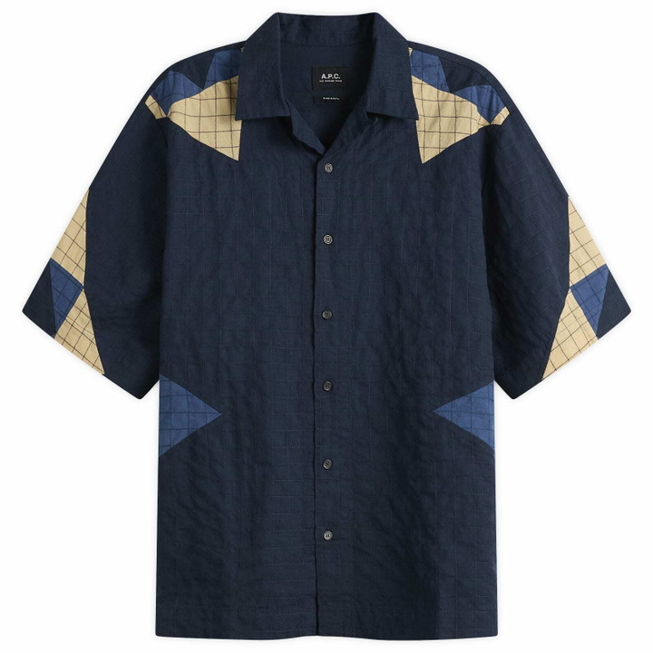 Photo: A.P.C. Men's Patchwork Shirt Jacket in Indigo