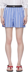 MSGM Blue Striped Shorts