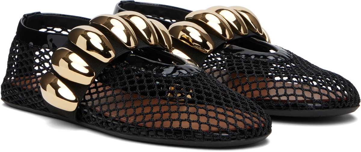 ALAÏA Black Fishnet Jewel Ballerina Flats ALAÏA