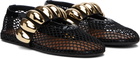 ALAÏA Black Fishnet Jewel Ballerina Flats