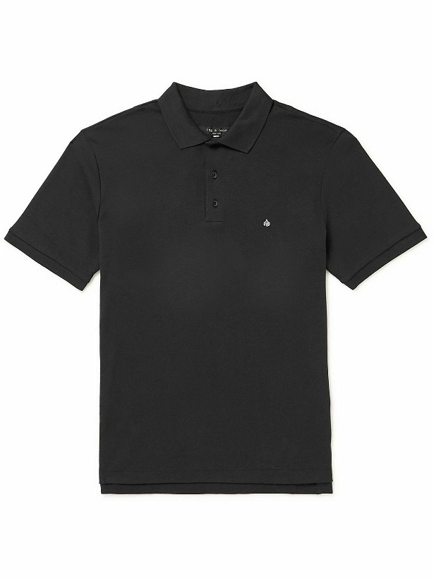 Photo: Rag & Bone - Logo-Appliquéd Pima Cotton-Jersey Polo Shirt - Black