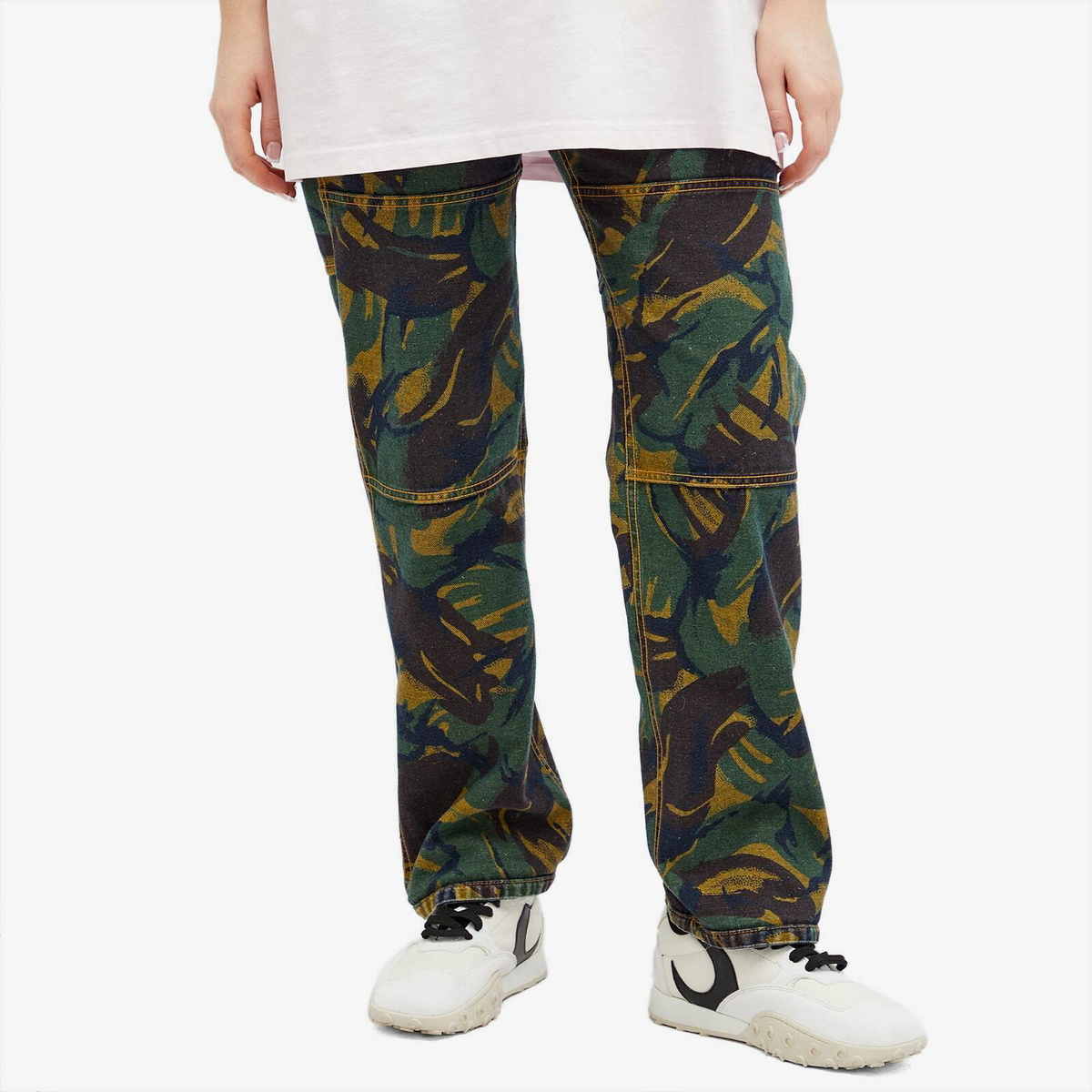 Martine Rose Women's Reversible Camo Print Jeans in Blue Camo