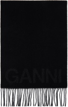 GANNI Black Fringed Scarf