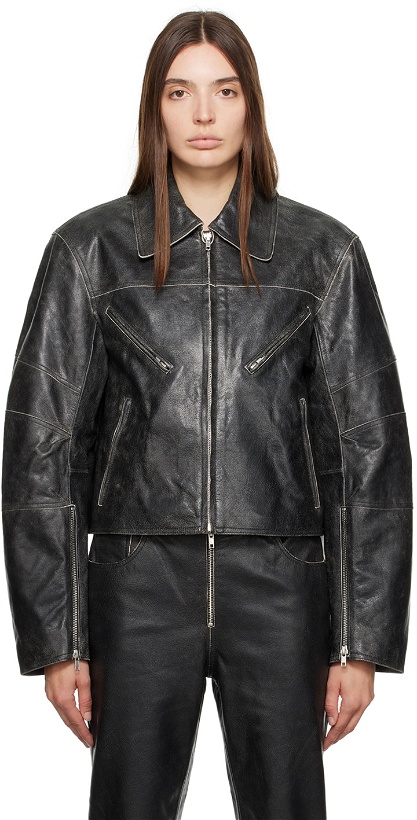 Photo: Helmut Lang Black Faded Leather Jacket
