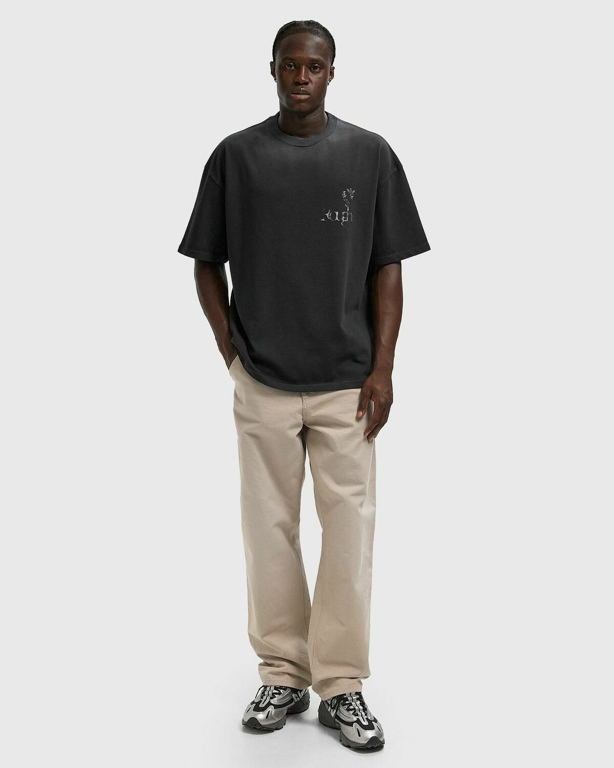 Rough. BOTANIC T-SHIRT Black Mens Shortsleefe