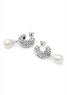 Missoma Pearl Drop Silver-plated Hoop Earrings - One Size