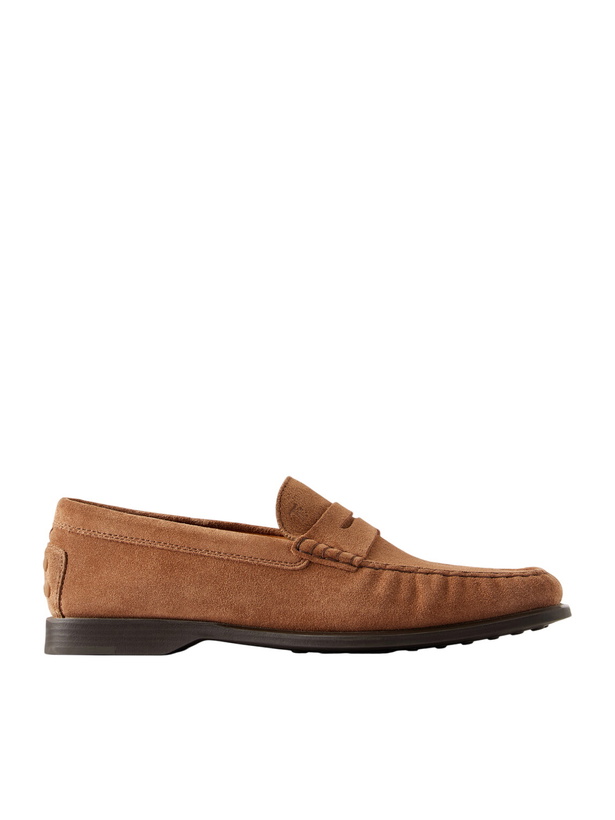 Photo: Tod's - Gathered Suede Penny Loafers - Brown