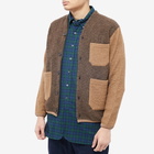 Universal Works Men's Wool Fleece Cardigan in Brown/Taupe