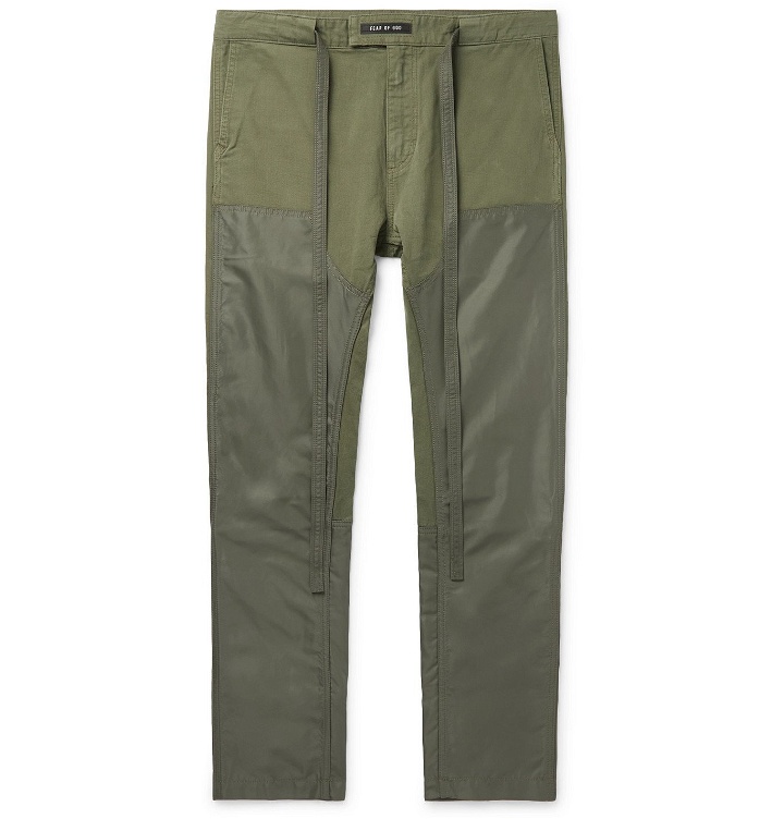 Photo: Fear of God - Slim-Fit Belted Panelled Cotton-Twill and Nylon Trousers - Green