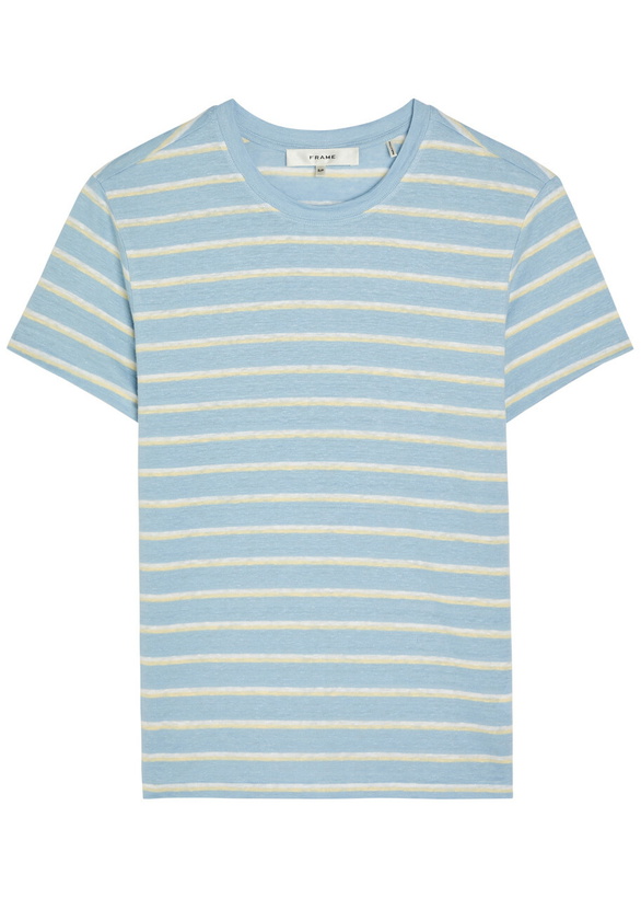 Photo: Frame The Linen Baby Striped Stretch-linen T-shirt Blue