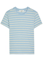 Frame The Linen Baby Striped Stretch-linen T-shirt Blue