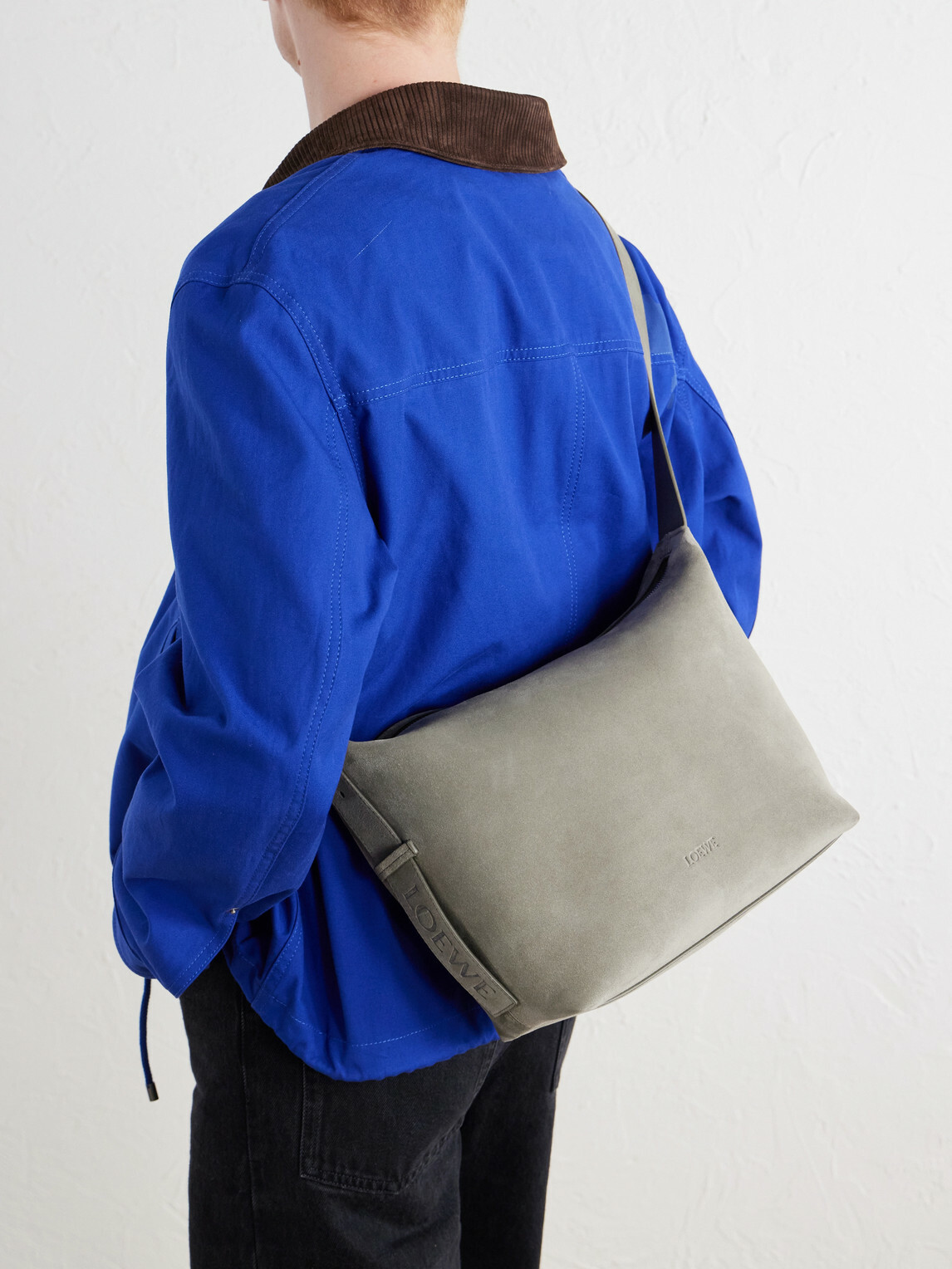 LOEWE - Loop Medium Logo-Debossed Suede Messenger Bag