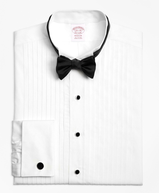 Photo: Brooks Brothers Men's Madison Fit Ten-Pleat Wing Collar Tuxedo Shirt | White