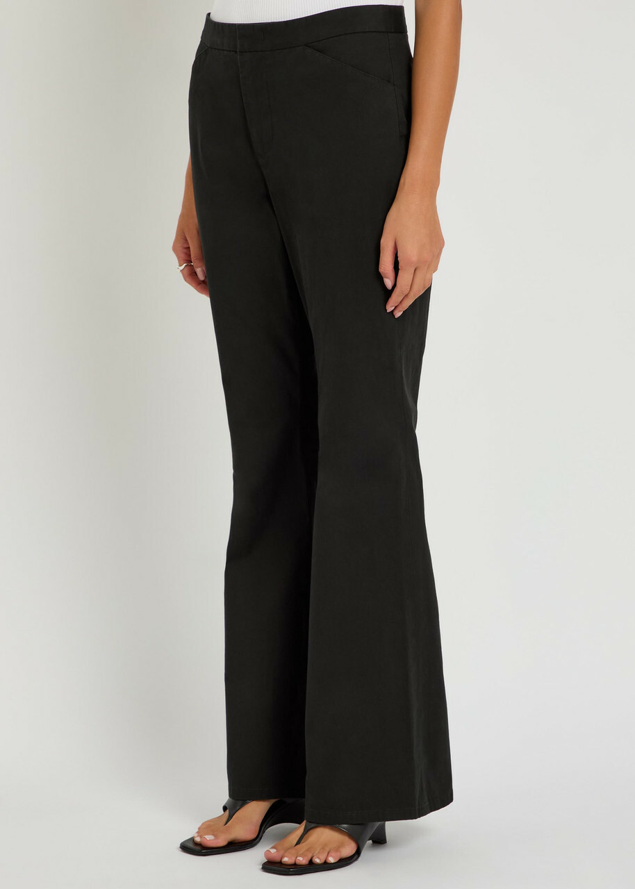 Vince Flared-leg Stretch-cotton Trousers Black