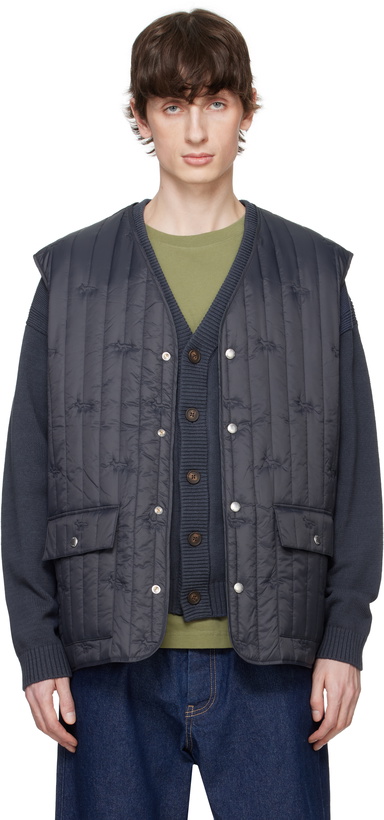 Photo: Maison Kitsuné Gray Sleeveless Quilted Vest