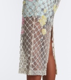 Là Fuori Celeste Jardin embellished midi dress
