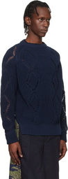 Toga Virilis Navy Motif Knit Pullover Sweater