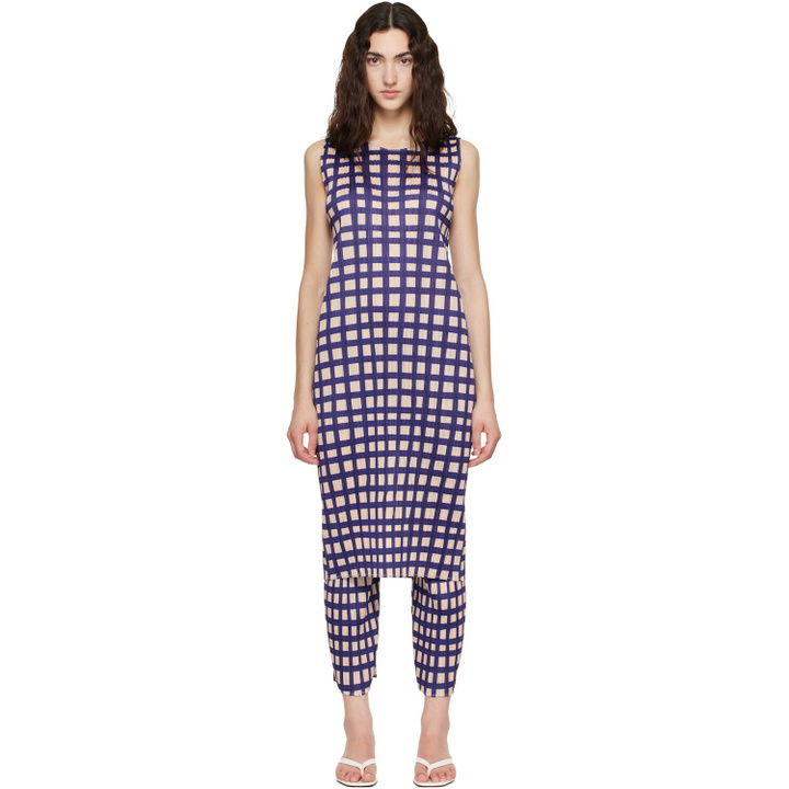 Photo: PLEATS PLEASE ISSEY MIYAKE Navy Basket Midi Dress