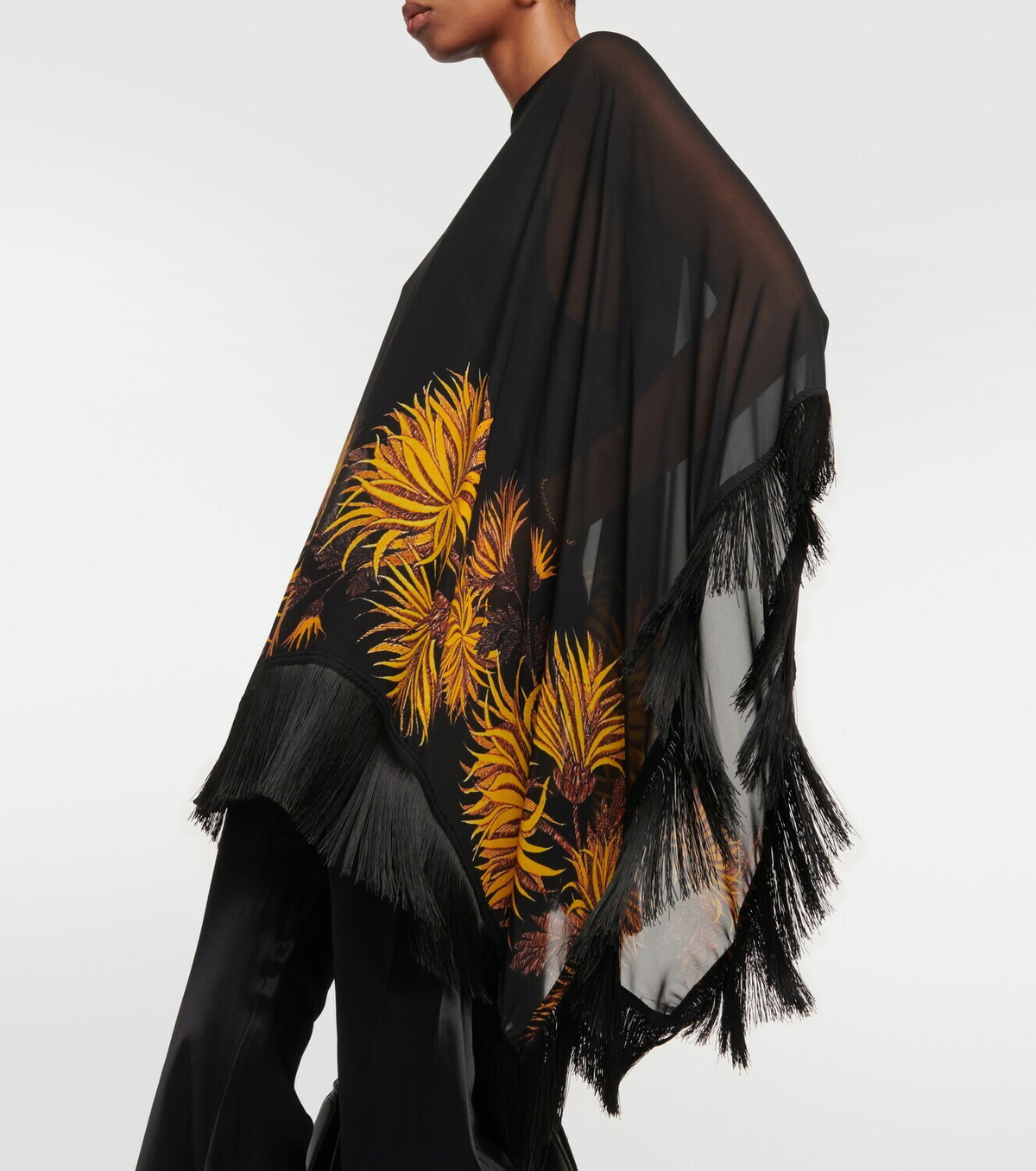 Etro Fringed printed silk cape Etro