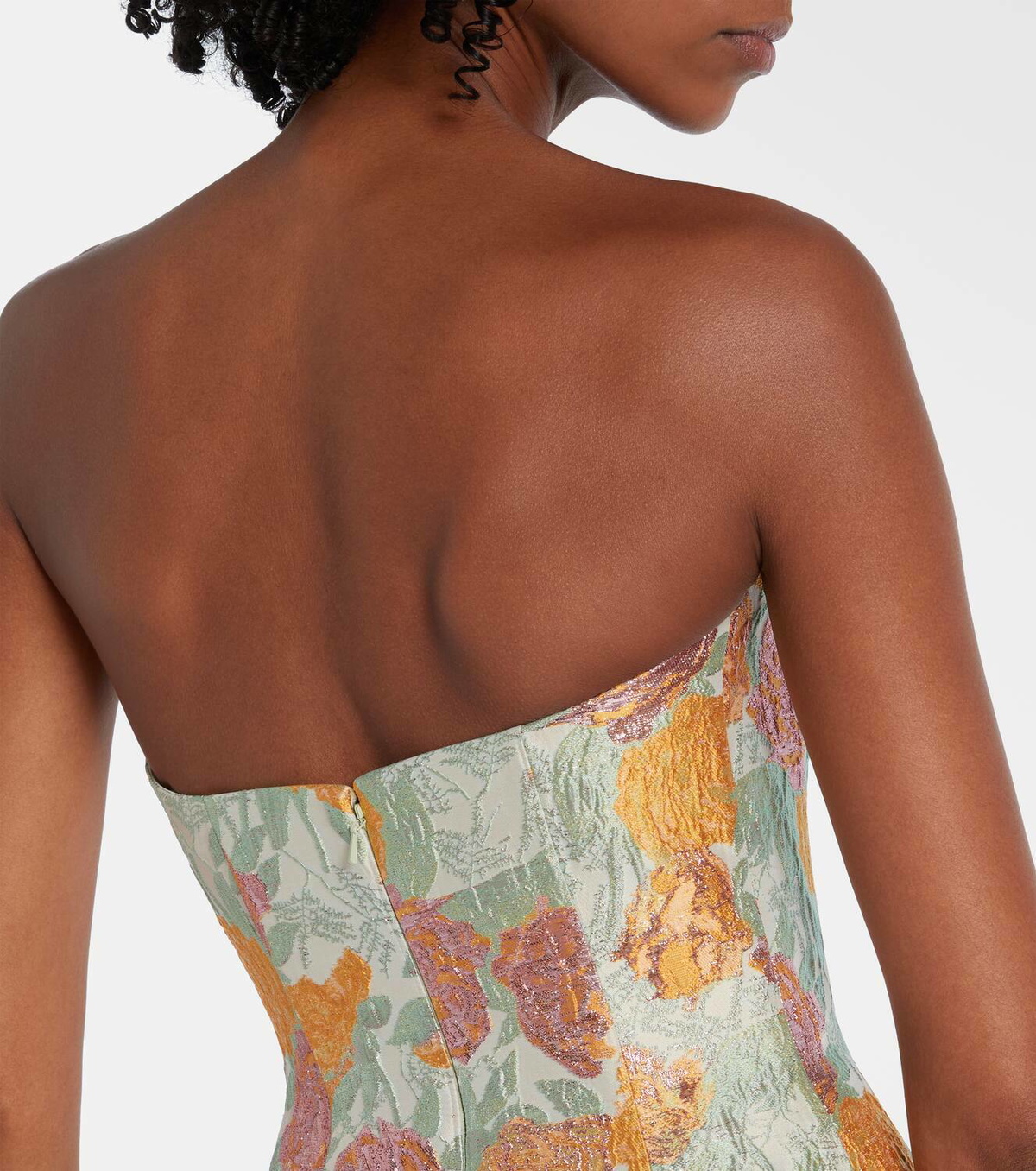Markarian Floral lamé brocade corset gown