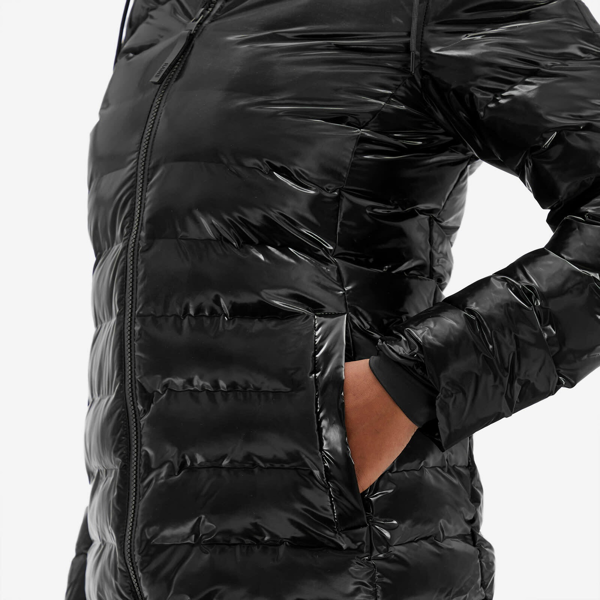 Rains Women's Lohja Long Curve Puffer Jacket in Night