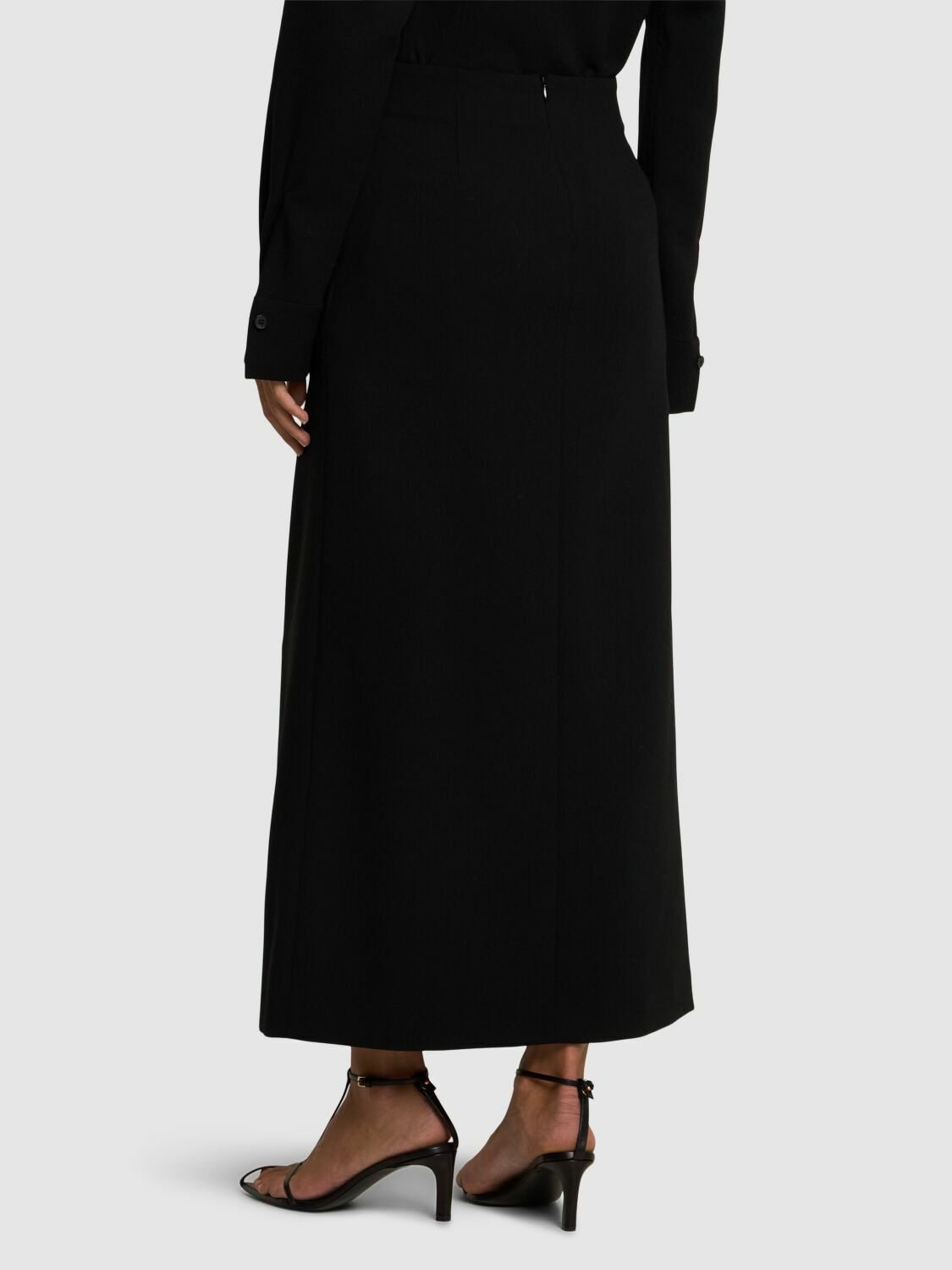 Auralee Sheer Silk Cotton Cut Jacquard Pencil Skirt